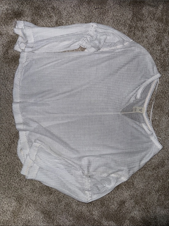 Free People Tops - Free People White Lightweight Waffle Long Sleeve Top